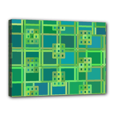 Green Abstract Geometric Canvas 16  X 12  (stretched) by Ket1n9