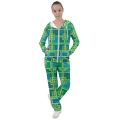 Green Abstract Geometric Women s Tracksuit by Ket1n9