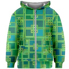 Green Abstract Geometric Kids  Zipper Hoodie Without Drawstring by Ket1n9