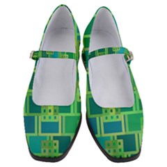 Green Abstract Geometric Women s Mary Jane Shoes by Ket1n9