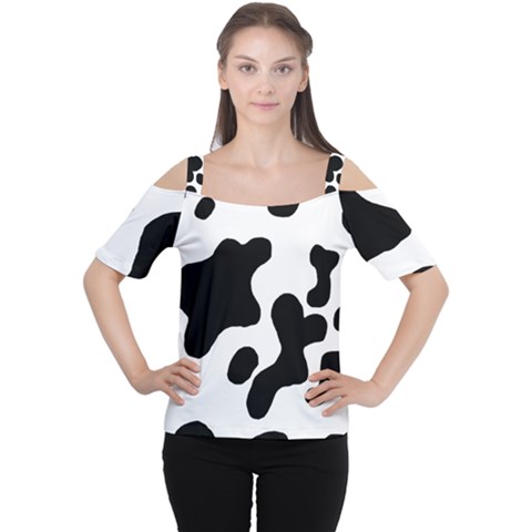 Cow Pattern Cutout Shoulder T-shirt by Ket1n9