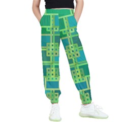 Green Abstract Geometric Kids  Joggers by Ket1n9