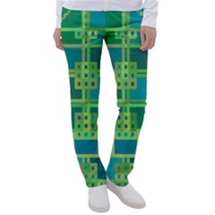 Green Abstract Geometric Women s Casual Pants by Ket1n9