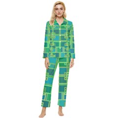 Green Abstract Geometric Womens  Long Sleeve Velvet Pocket Pajamas Set by Ket1n9