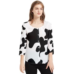 Cow Pattern Chiffon Quarter Sleeve Blouse by Ket1n9