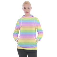 Cute Pastel Rainbow Stripes Women s Hooded Pullover by Ket1n9