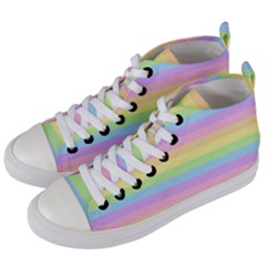 Cute Pastel Rainbow Stripes Women s Mid-top Canvas Sneakers by Ket1n9