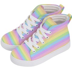 Cute Pastel Rainbow Stripes Kids  Hi-top Skate Sneakers by Ket1n9