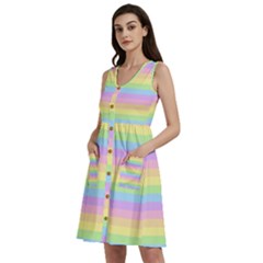 Cute Pastel Rainbow Stripes Sleeveless Dress With Pocket by Ket1n9