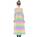 Cute Pastel Rainbow Stripes Kids  Quarter Sleeve Maxi Dress View2