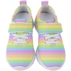 Cute Pastel Rainbow Stripes Kids  Velcro Strap Shoes by Ket1n9