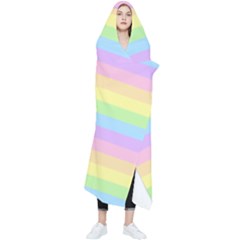 Cute Pastel Rainbow Stripes Wearable Blanket by Ket1n9