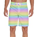 Cute Pastel Rainbow Stripes Men s Beach Shorts View1