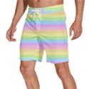 Cute Pastel Rainbow Stripes Men s Beach Shorts View2