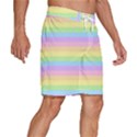 Cute Pastel Rainbow Stripes Men s Beach Shorts View3