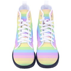 Cute Pastel Rainbow Stripes Men s High-top Canvas Sneakers by Ket1n9