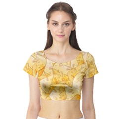 Cheese Slices Seamless Pattern Cartoon Style Short Sleeve Crop Top by Ket1n9