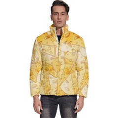 Cheese Slices Seamless Pattern Cartoon Style Men s Puffer Bubble Jacket Coat by Ket1n9