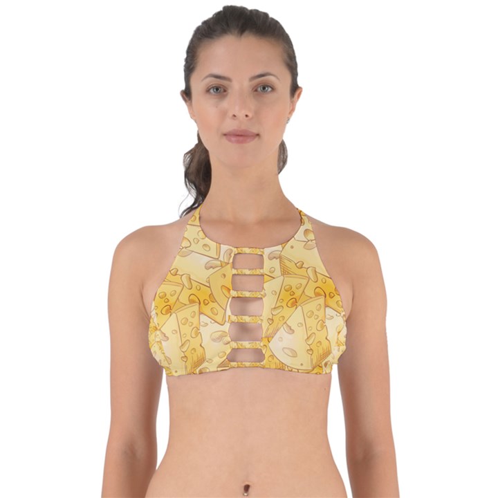 Cheese Slices Seamless Pattern Cartoon Style Perfectly Cut Out Bikini Top