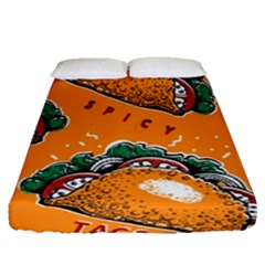 Seamless Pattern With Taco Fitted Sheet (queen Size) by Ket1n9