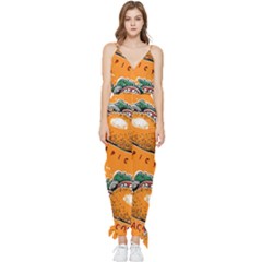 Seamless Pattern With Taco Sleeveless Tie Ankle Chiffon Jumpsuit by Ket1n9