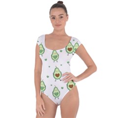 Cute Seamless Pattern With Avocado Lovers Short Sleeve Leotard  by Ket1n9