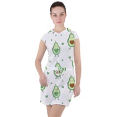 Cute Seamless Pattern With Avocado Lovers Drawstring Hooded Dress