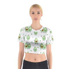 Cute Seamless Pattern With Avocado Lovers Cotton Crop Top by Ket1n9