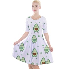 Cute Seamless Pattern With Avocado Lovers Quarter Sleeve A-line Dress by Ket1n9