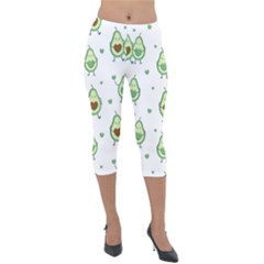 Cute Seamless Pattern With Avocado Lovers Lightweight Velour Capri Leggings  by Ket1n9