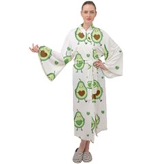 Cute Seamless Pattern With Avocado Lovers Maxi Velvet Kimono by Ket1n9