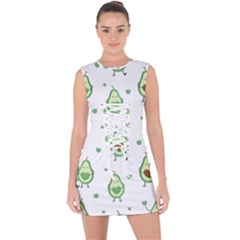 Cute Seamless Pattern With Avocado Lovers Lace Up Front Bodycon Dress