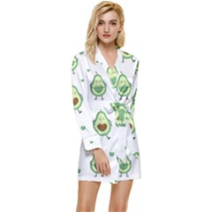 Cute Seamless Pattern With Avocado Lovers Long Sleeve Satin Robe by Ket1n9