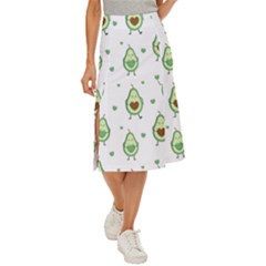 Cute Seamless Pattern With Avocado Lovers Midi Panel Skirt by Ket1n9