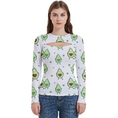 Cute Seamless Pattern With Avocado Lovers Women s Cut Out Long Sleeve T-shirt by Ket1n9