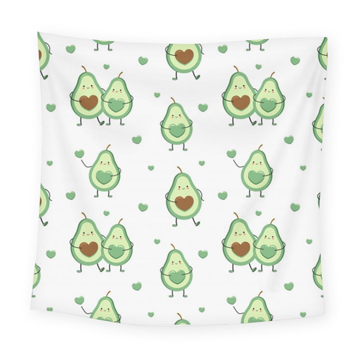 Cute Seamless Pattern With Avocado Lovers Square Tapestry (Large)