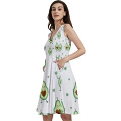 Cute Seamless Pattern With Avocado Lovers Sleeveless V-neck Skater Dress With Pockets by Ket1n9