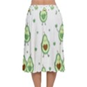 Cute Seamless Pattern With Avocado Lovers Velvet Flared Midi Skirt View2