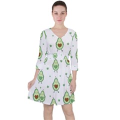 Cute Seamless Pattern With Avocado Lovers Quarter Sleeve Ruffle Waist Dress by Ket1n9