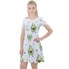 Cute Seamless Pattern With Avocado Lovers Cap Sleeve Velour Dress  by Ket1n9