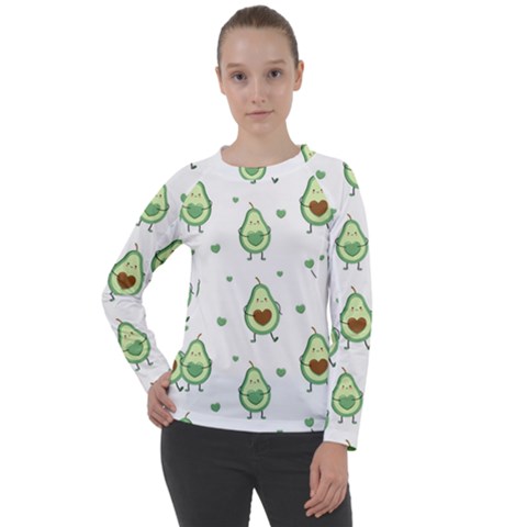 Cute Seamless Pattern With Avocado Lovers Women s Long Sleeve Raglan T-shirt by Ket1n9