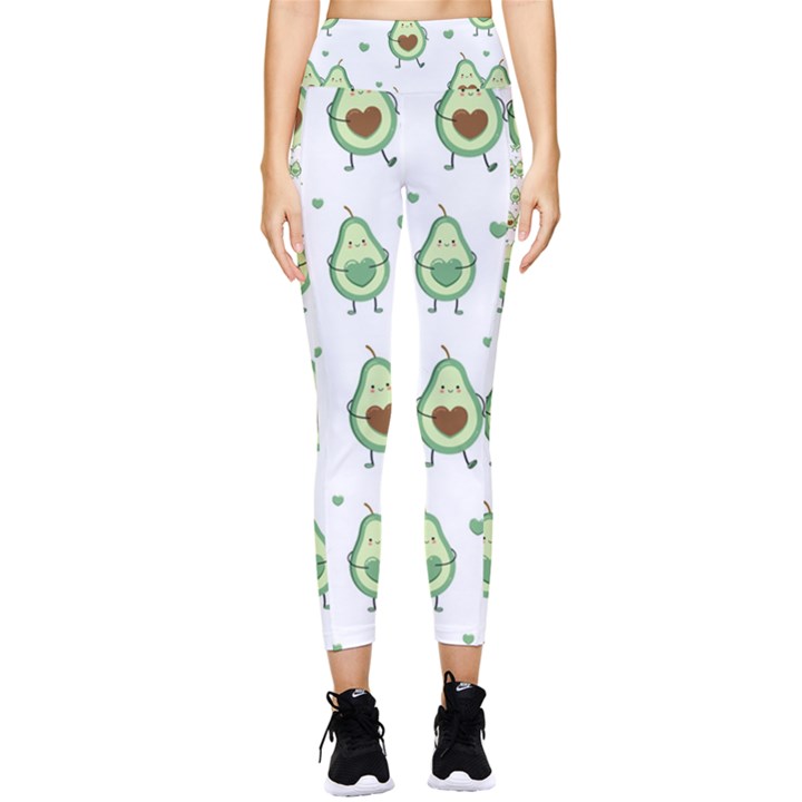 Cute Seamless Pattern With Avocado Lovers Pocket Leggings 