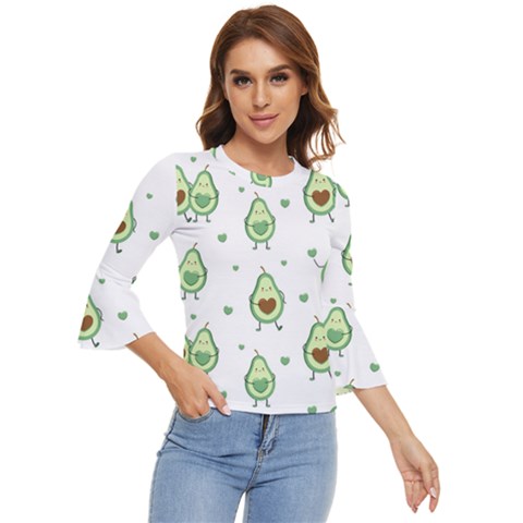 Cute Seamless Pattern With Avocado Lovers Bell Sleeve Top by Ket1n9