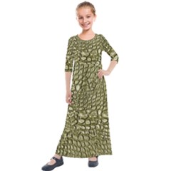 Aligator Skin Kids  Quarter Sleeve Maxi Dress by Ket1n9