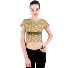 Yellow Mushroom Pattern Crew Neck Crop Top by Ket1n9