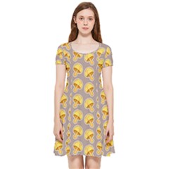 Yellow Mushroom Pattern Inside Out Cap Sleeve Dress by Ket1n9