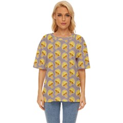 Yellow Mushroom Pattern Oversized Basic T-shirt by Ket1n9