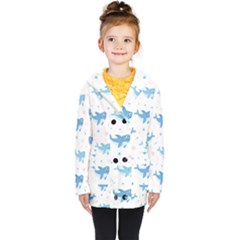 Seamless Pattern With Cute Sharks Hearts Kids  Double Breasted Button Coat by Ket1n9