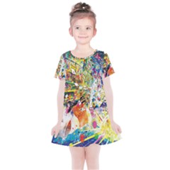 Multicolor Anime Colors Colorful Kids  Simple Cotton Dress by Ket1n9