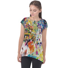 Multicolor Anime Colors Colorful Cap Sleeve High Low Top by Ket1n9